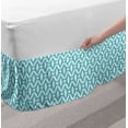 thumbnail image 2 of Abstract Bed Skirt, Ornamental Pattern of Symmetrical Horizontal Shapes and Wavy Streaks, Elastic Bedskirt Dust Ruffle Wrap Around for Bedding Decor, 4 Sizes, Seafoam and White, by Ambesonne, 2 of 2