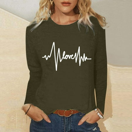 

Quealent Womens Long Sleeve Tops Women s Crewneck Shirts Causal Long Sleeve Slim Fit Underscrub Winter Basic Tee Tops Army Green XL