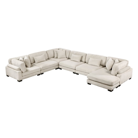 Lexicon Traverse Corduroy 6-Piece Modular Sectional with chaise in Beige