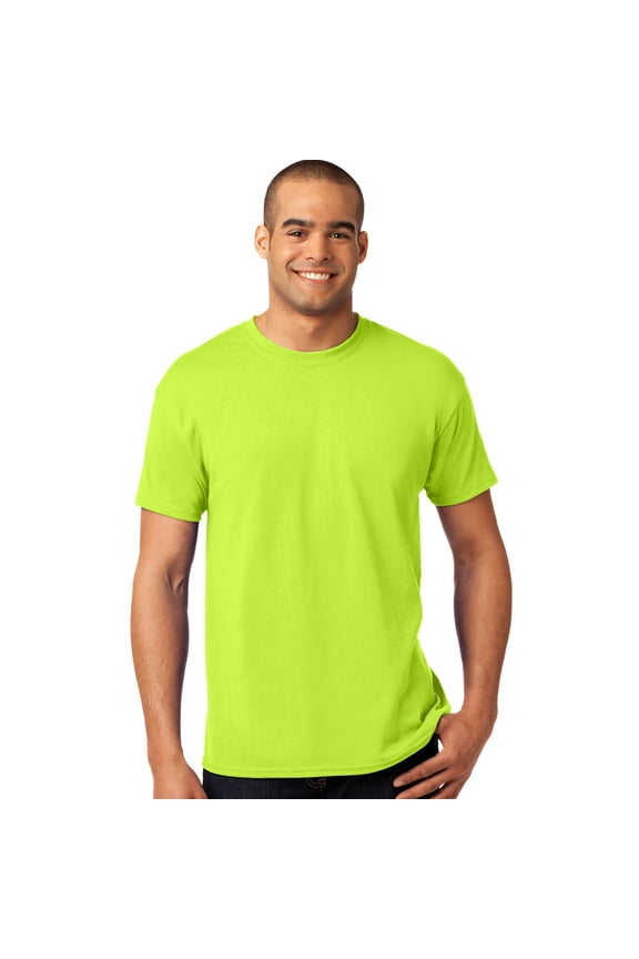 Hi Vis Work T-Shirt: Short Sleeve Crew Neck High Visibility Safety Shirts, Construction workwear Safety Green Tee 5.3 oz 1 Pack Size  XL