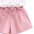 thumbnail image 6 of IFNWSV Girls Summer Outfits 2 Piece Floral Print Short Sleeve Casual Pan Collar Top and Bow Shorts Set Pink 3-4 Years, 6 of 6