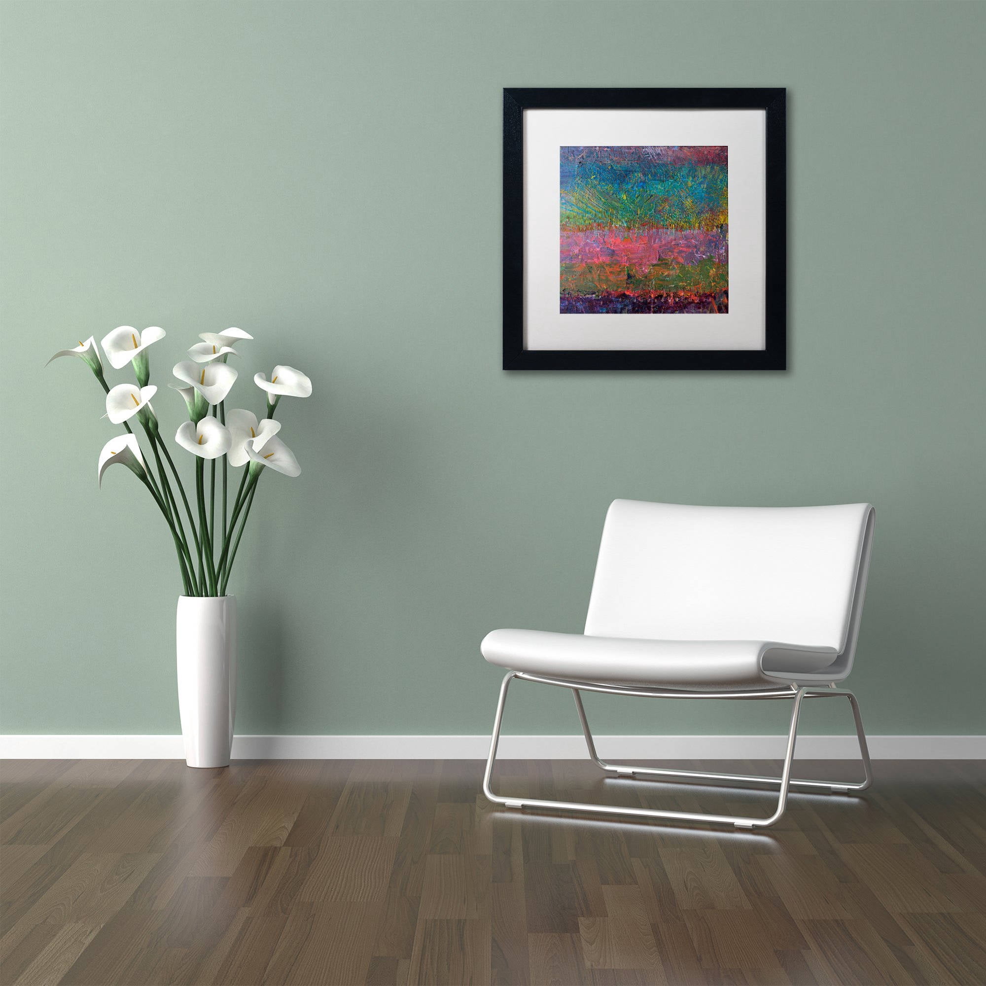Trademark Fine Art "Wildflowers" Canvas Art by Michelle Calkins, White Matte, Black Frame
