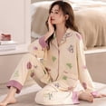 thumbnail image 3 of Pijama de primavera y otoño para mujer, cárdigan de manga larga de algodón, ropa exterior holgada informal, conjunto de ropa para el hogar de otoño e invierno, 3 of 5