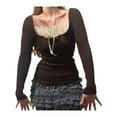 thumbnail image 5 of Qiylii Women Fairy Tops Grunge Clothes Shirt Long Sleeve Lace Collar Vintage Aesthetic Blouse, 5 of 9