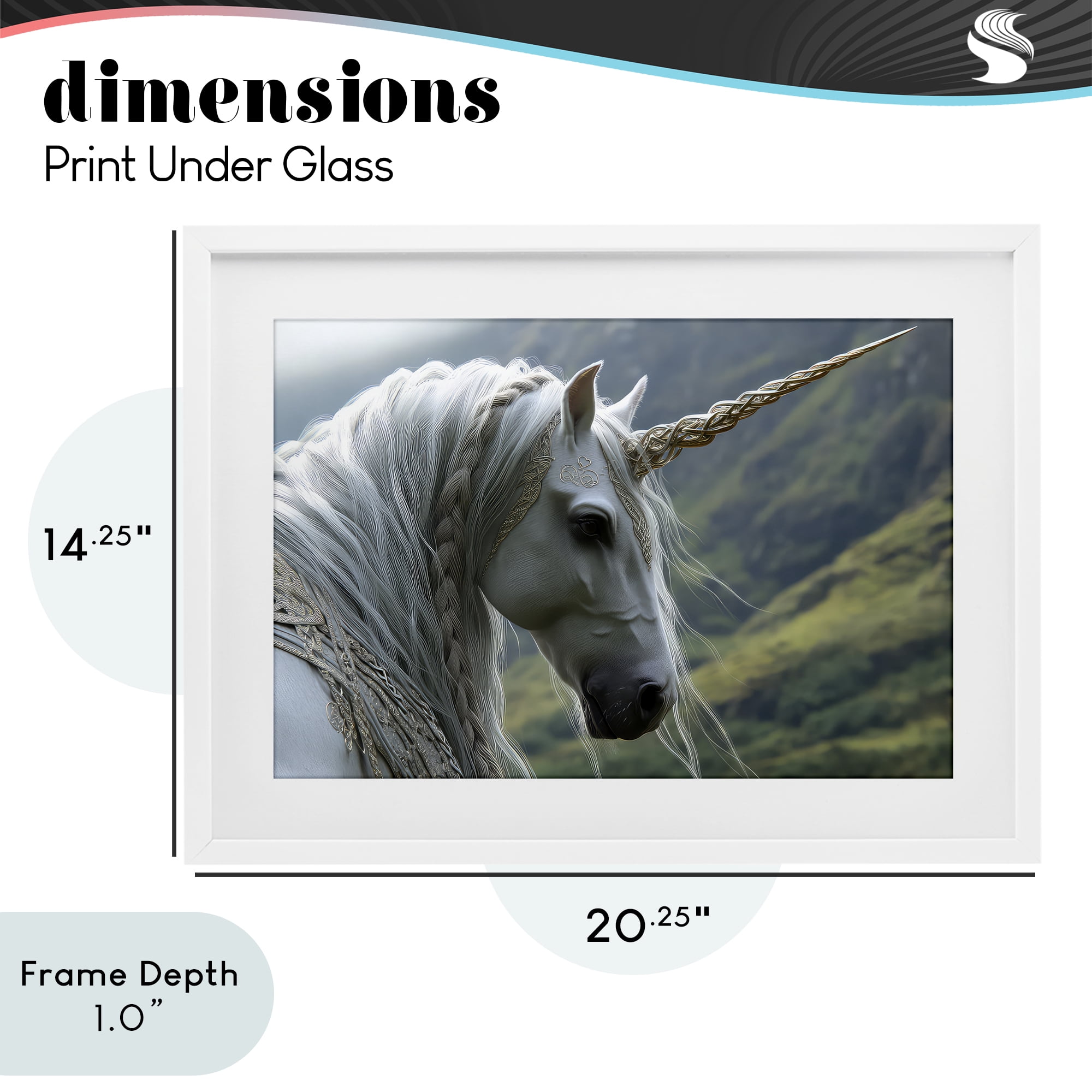 Stupell Industries Celtic Unicorn Braided Mane White Framed Print Under Glass, design by The Wands Want