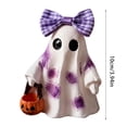 thumbnail image 3 of ZIZOCWA Retro Patchwork Ghost Figurines with Bow Halloween Decorationns Desktop Display Ornaments Party Favors Gifts, 3 of 4