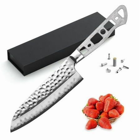 KATSURA CUTLERY CKHC7B-no logo KATSURA AUS-10 3 Layers Forged 5.5-in Small Santoku Blank, Hammered Series, 40mm Wide Blade