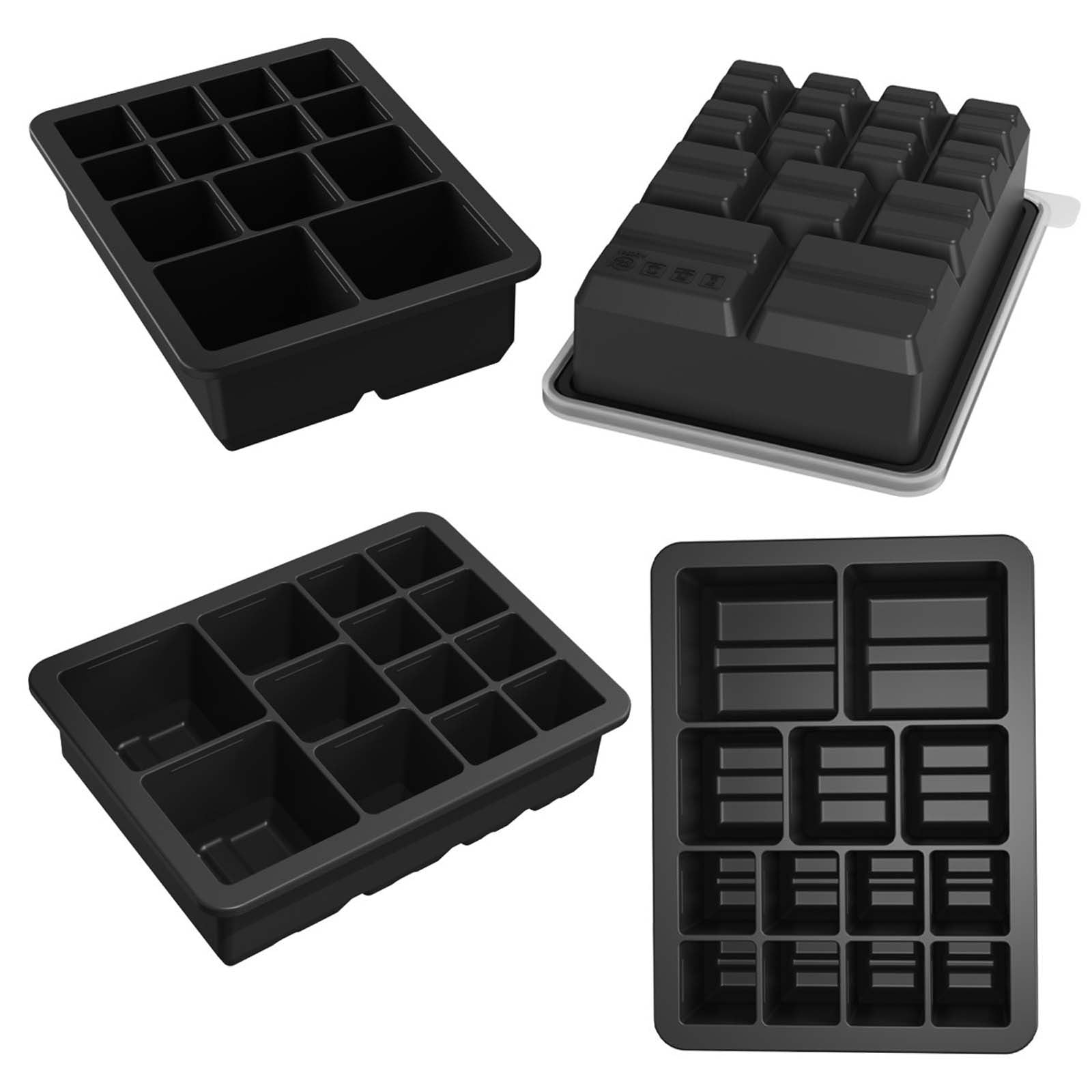 Fufafayo 5Pcs Ice Maker Trays Silicone Ice Block Molds for Refrigerator, 13 Square Ice Maker Maker, Easy Release Ice Maker Tray for Freezer, Household Ice Box for Kitchen Bar Party