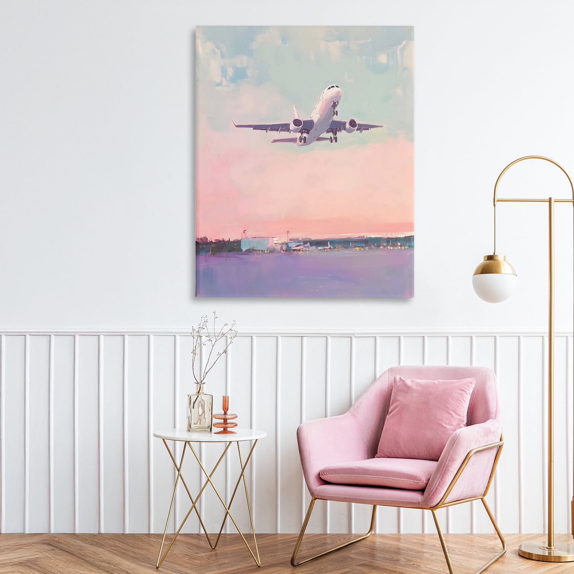 Stupell Industries Airplane Takeoff into Pastel Skies Canvas Wall Art, design by The Prints Vibe