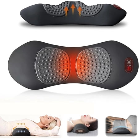 3-in-1 Back Massager with Heat & Traction Memory Foam Support for Sciatica Neck Shoulder Pain Relief Ergonomic Design Portable for Home Office Travel