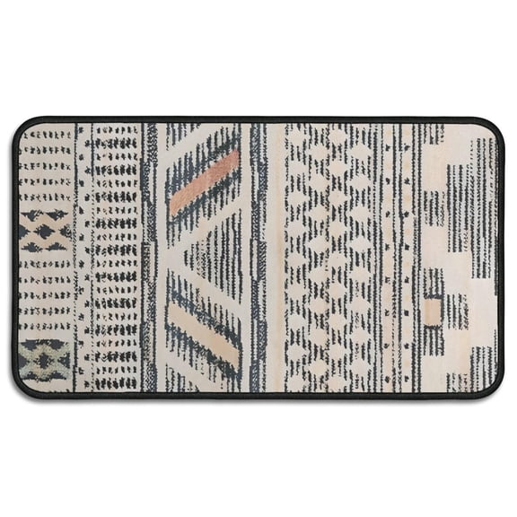 Beige Geometric Stripe Diamond Pattern Door Rugs,Washable Non Slip Door Mats Indoor,Decorative Door Mats,Entry Mat Indoor for Entrance,Bedroom,Kitchen,Bathroom,30"x17"