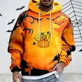 thumbnail image 2 of Mens Hoodie Tops Color Blocked Long Sleeve Cute Pumpkin Head Mens Warm Clothing,Orange,L, 2 of 4
