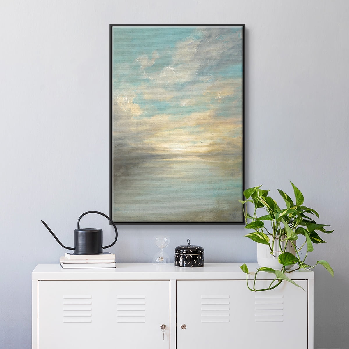 Morning Glory Framed Premium Gallery Wrapped Canvas - Ready to Hang - 27 x 41 - Black Floating Frame