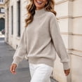 thumbnail image 7 of CBASIHI Womens Sweater Casual Long Sleeve Knitted Mock Neck Fall Sweater for Women Ivory S, 7 of 7