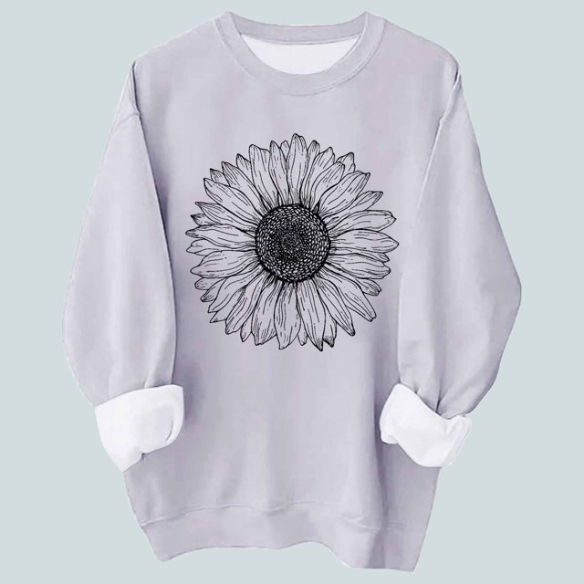ICHUANYI Liquidación Mujer Moda Cuello Redondo Manga Larga Camiseta Impresión Suelta Sudadera Blusa Tops ICHUANYI WER2023082201241