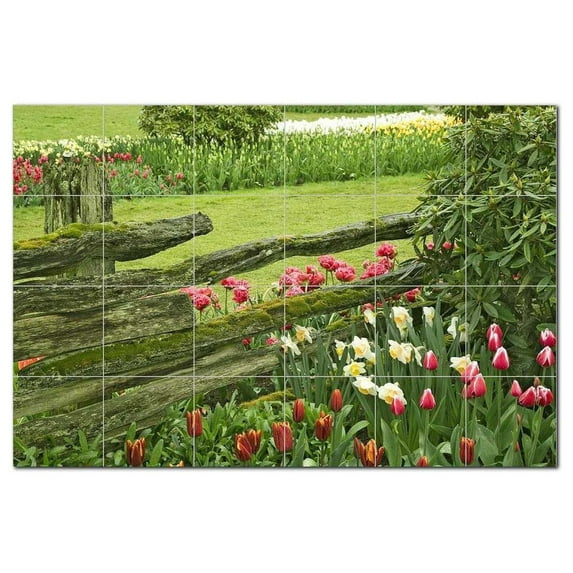 Flower Picture Ceramic Tile Mural Kitchen Backsplash Bathroom Shower, 404936-S64