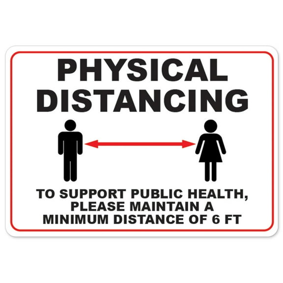 Public Safety Sign - Physical Distancing To Support Public Health 6 Feet | Peel And Stick Wall Graphic | Protect Your Business, Municipality, Home & Colleagues | Made in the USA