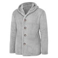thumbnail image 5 of ohmzyzo Mens Sherpa Cardigans Winter Fleece Hooded Open Front Coats Thick Warm Hooded Jacket Coats Casual Solid Color Button Down Tops Gray L, 5 of 5