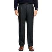 New Brooks Brothers Mens Dark Gray Wool Pleated Cuffed Dress Pants 34W 32L 5449-4