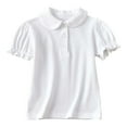 thumbnail image 2 of ZHOGXU Big Kids Girls Polo Shirt Short Sleeve Turndown Collar Solid Color Comfortable Breathable Tops Tees For School And Everyday Wear White 12-13 Years, 2 of 8