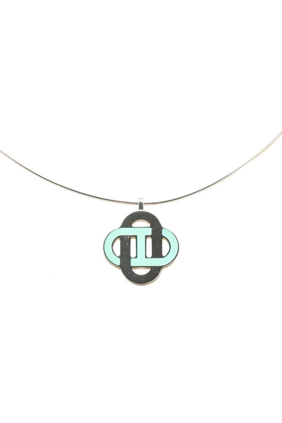Pre-Owned Hermes Chaine d'Ancre Isatis Necklace Silver Emerald Metal Women's HERMES