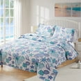 thumbnail image 7 of Kebury Ocean Beach Quilts Bedding Set Queen Size Lightweight Patchwork Coastal Quilted Bedding Blue Ocean Printed Coverlets Conch Seashell Starfish Seaweed Bedspreads (1 Quilt, 2 Pillow Shams), 7 of 7