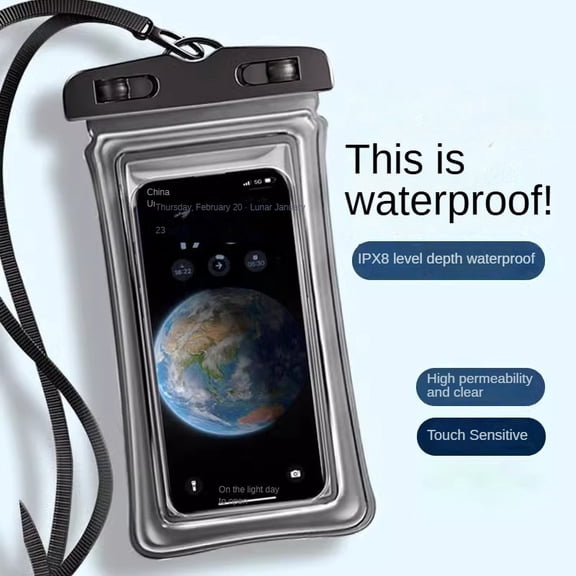 A floating waterproof phone pouch for phones up to 7 inches, IPX8 waterproof rating, compatible with iPhone 17/Air 16/15/14/13/12/11 Pro Max Xs Max XR X8/7 Plus SE/Galaxy S24/S23/S22.