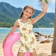 thumbnail image 4 of Psesaysky Hawaii Capybara Pineapple Girls Tankini Swimsuit 2 Piece Bathing Suits for Girls Plumeria Print Round Neck Swim Tank Top and Drawstring Bottoms for 6-15Y, 4 of 7