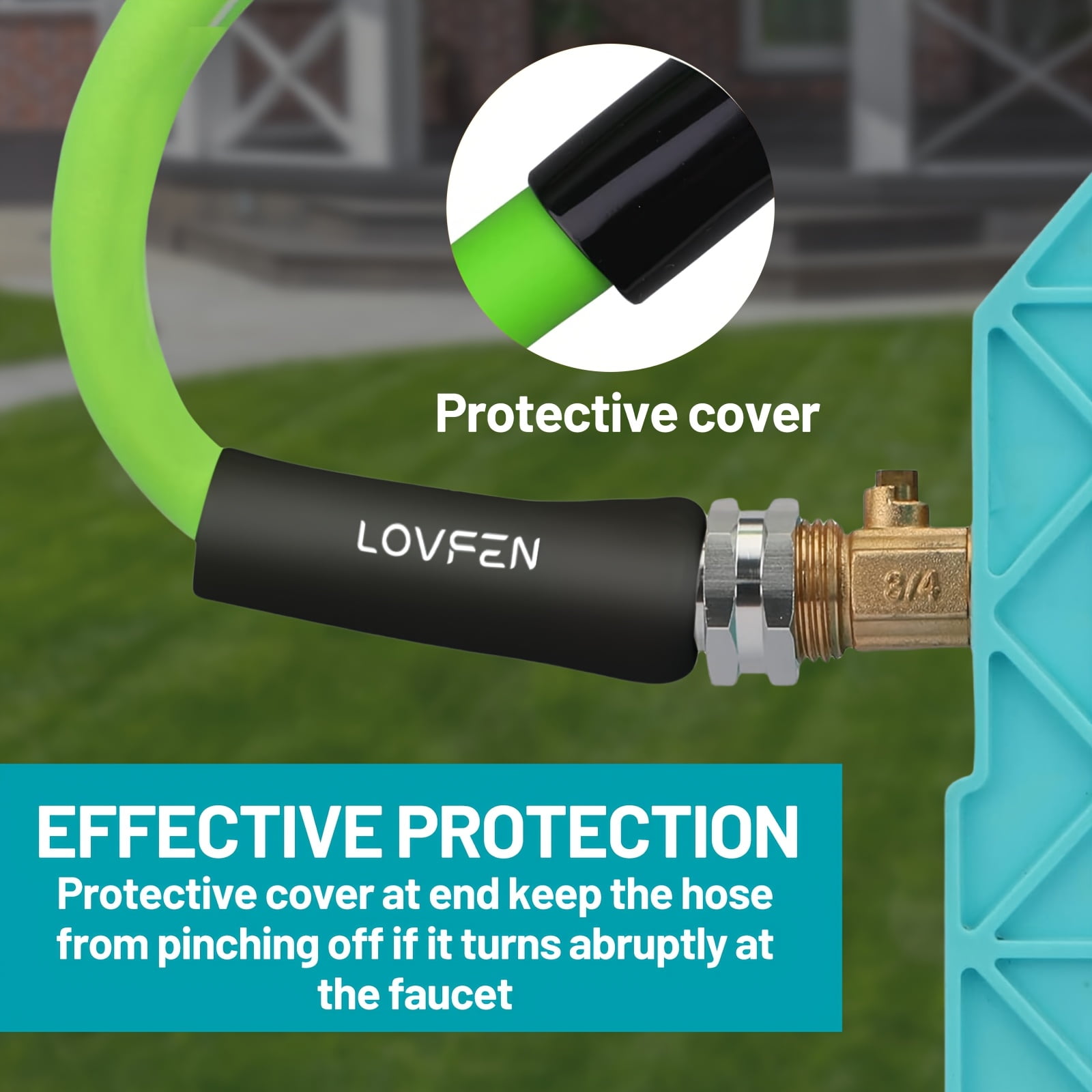 LOVFEN Heavy Duty Garden Hose - 5/8 Inch Swivel Fitting, 600 PSI Burst, Quick Connect US Threads (25/50/75/100/150ft)