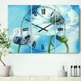 thumbnail image 2 of DesignArt Handpainted White Flower on Blue I Large Wall Clock, 2 of 2