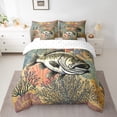 thumbnail image 2 of Erosebridal 7 Pieces Big Pike Fish Comforter, Hunting Fishing Fitted Sheet Twin, Sea Animal Starfish Coral Flat Sheet, 2 Underwater Word Bass Pillow Cases, 2 Throw Pillow Covers, 2 of 5