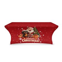 TSOVTHRID Santa Claus Dachshund Dog Print Table Covers for 6 Foot Tables, Washable Table Cloth Wrinkle Resistant Stretch Tablecloths Rectangle 6ft for Wedding, Banquets, Parties Christmas Decor