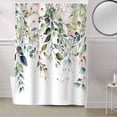 thumbnail image 5 of Fabric Shower Curtain, Green Leaves Farmhouse Pink Floral Sage Eucalyptus Leaf Bathroom Curtain with 12 Hooks Waterproof No Bad Odor Machine Washable Bath Curtains for Bathroom, Spa Room, 60"x72", 5 of 6