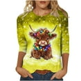 thumbnail image 2 of Fznquz Christmas Womens Tshirts Yellow Winter Crewneck T Shirt 2025 Casual Cute Graphic 3/4 Sleeve Women Fashion,L, 2 of 5
