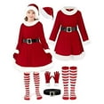 thumbnail image 4 of MEZZALL Child Dress For Girls Santa Holiday Party Gown With Bonnet Long Sleeve O-Neck Festival Sundress Holiday, 4 of 5