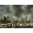 thumbnail image 2 of Abraham Beerstraaten 24x18 Gold Ornate Framed and Double Matted Museum Art Print Titled - Landscape with Ice-Skaters, 2 of 4