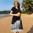 thumbnail image 4 of Uemuo Black White Fluid Sculpture Print Womens Summer Dress Casual Swing Short Sleeve Sundresses Beach A-line Shift Dress, 4 of 6
