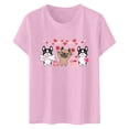 thumbnail image 5 of Tiweut Valentine's Shirts for Women Dog Graphic Cartoon Cute Short Sleeve Pullover Tops Crewneck Trendy Holiday Casual Tshirts,A-Pink,M, 5 of 5