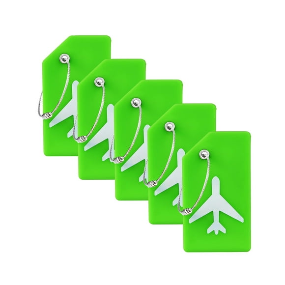 Etiqueta de equipaje Gostwo de silicona, paquete de 5 unidades con asa de acero inoxidable, color verde
