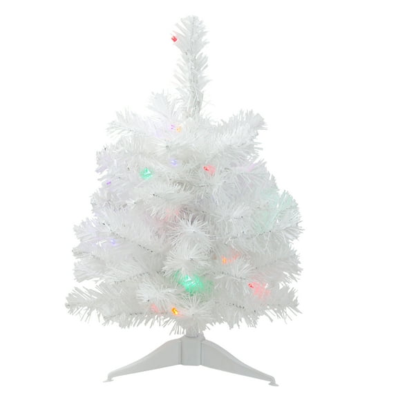 1.5' Pre-Lit Frosted Artificial Christmas Tree - Multicolor Lights