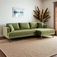 thumbnail image 3 of Edenton Mid-Century Modern Velvet Right Facing Sectional Sofa in Olive Green, 3 of 6