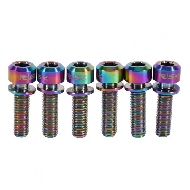 Tornillo Titanio 6pcs Tornillos De AleacióN De Titanio M5 X 18 Mm con Arandelas para MTB Bicycle Stem(Colorido) Unbranded TJ00403-02