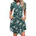thumbnail image 7 of Hvot&aat Women's Summer Dress Casual V Neck Short Sleeve Drawstring Dresses Button Down Shirt Dress for Beach Vacation, 7 of 7