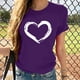 thumbnail image 1 of ICHUANYI Clearance Women Short Sleeves Crewneck Heart-shaped Print Casual Tops Blouse T-shirt(Purple, L) ICHUANYI WER2023080701599, 1 of 7
