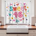thumbnail image 2 of 16th Birthday Curtains 2 Panels Set, Sweet New Age Years with Heart Figures Dots and Blooms Vintage Style Motif, Window Drapes for Living Room Bedroom, 55W X 39L Inches, Multicolor, by Ambesonne, 2 of 3