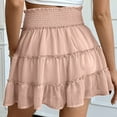 thumbnail image 4 of YDFCWXW Women Chiffon Skirts High Waist Ruffle Mini Skirts Tennis Golf Skirt Boho Summer Tiered Skirts with Built-in Shorts Pink, S, 4 of 6