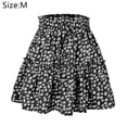 thumbnail image 2 of Minifalda de playa con estampado de falda con volantes de cintura alta de verano para mujer, negro, M, 2 of 6