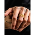 thumbnail image 4 of ChainsProMax Gold Plated Ring Men Cuban Link Chain Ring Size 11 Stainless Steel Rings Gift, 4 of 7