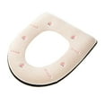 thumbnail image 4 of Soft Toilet Seat Cover, Cute Peach Pattern, Plush & Thick Fabric Toilet Seat Warmer for Round & Elongated Toilet Seats - Reusable, Easy-Install (White), 4 of 6