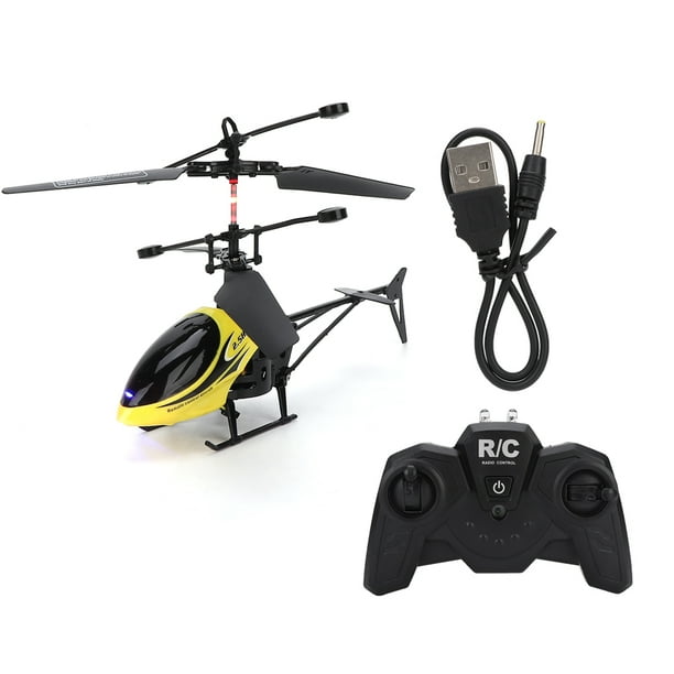 Control remoto Mini Avion inalambrico Helicoptero electrico Avion de 2 canales Juguete para ninos amarillo Walmart en linea